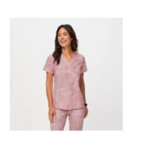 NWT FIGS Marble Rose Catarina Scrub top